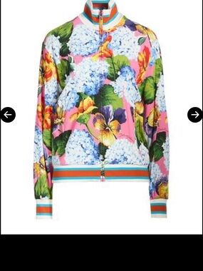 Dolce & Gabbana Pink Floral Zip-Front Bomber Jacket, track jacket.